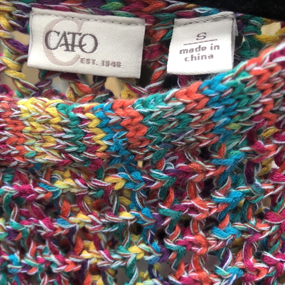 {$13 BUNDLED} New CATO Rainbow Colored Crochet One Sided Cold Shoulder Top - Picture 5 of 7